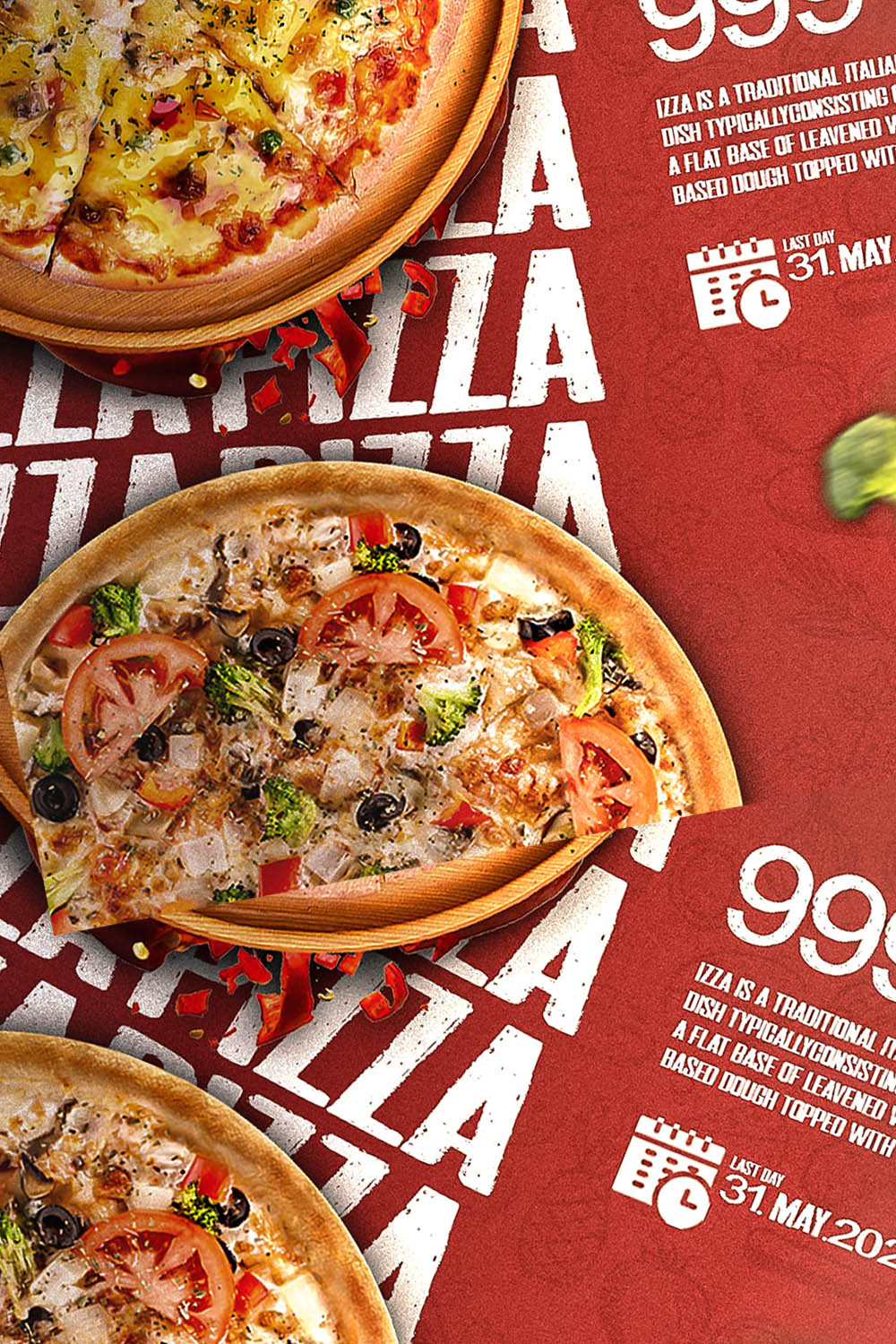 Social media PIZZA desing template pinterest preview image.
