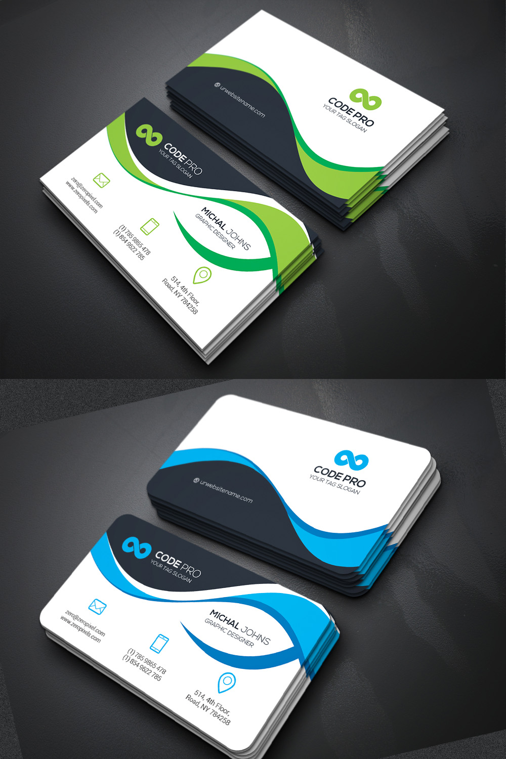 Business cards Template pinterest preview image.