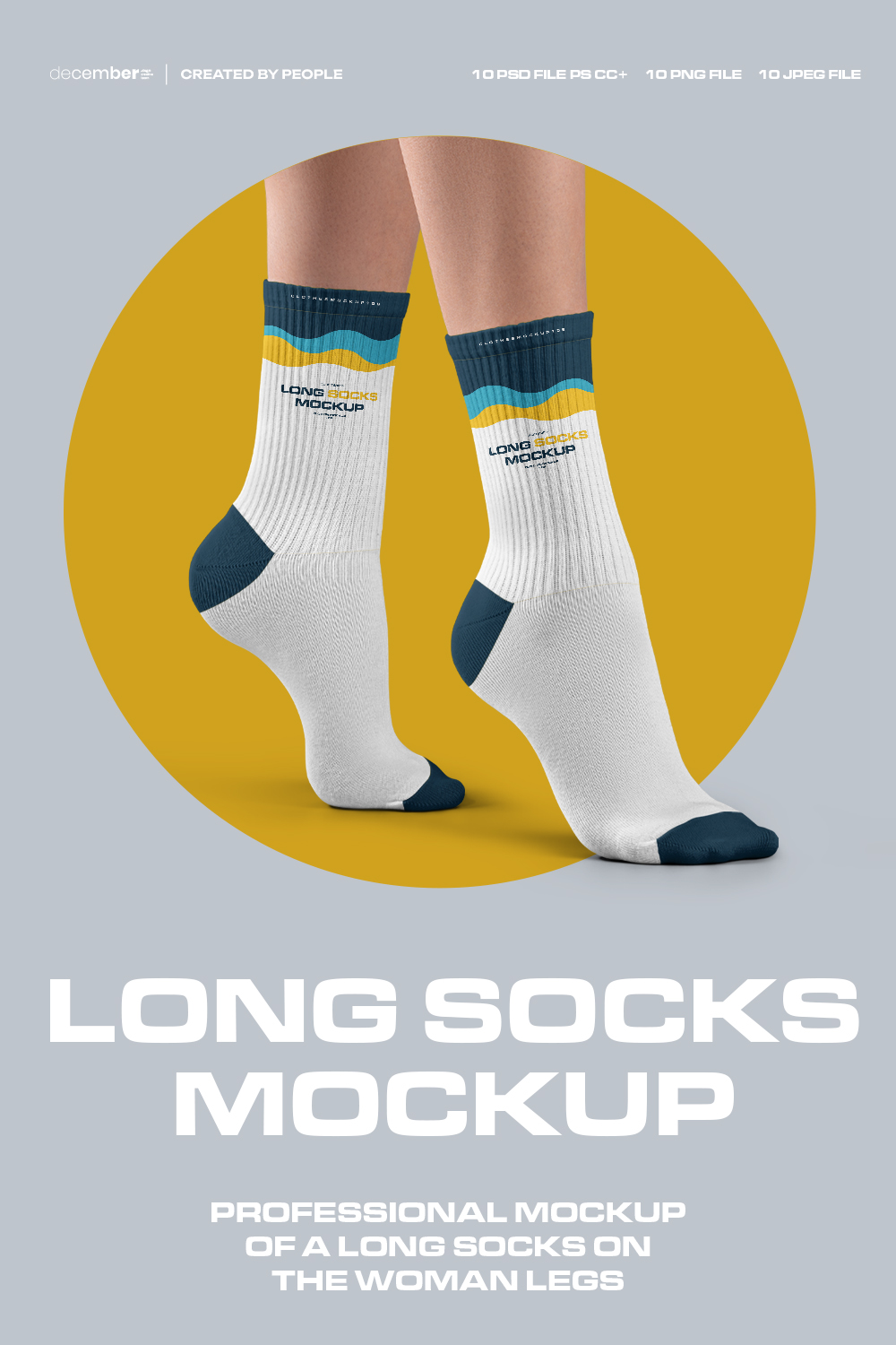 10 Mockups Long Socks on the Woman Legs pinterest preview image.