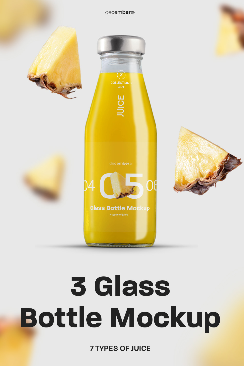3 Mockup Glass Juice Bottle pinterest preview image.