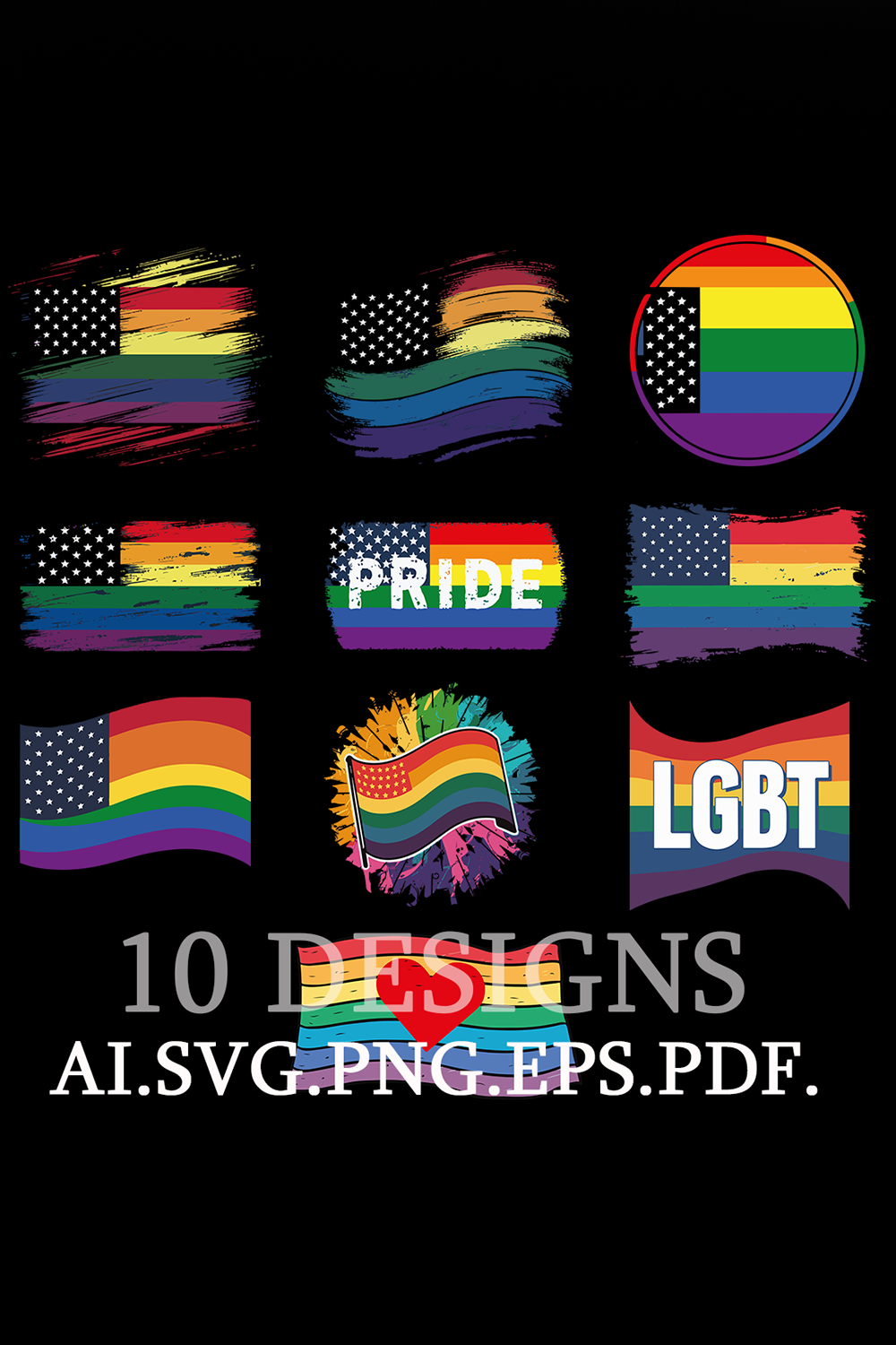 LGBT PRIDE GRUNGE FLAG pinterest preview image.