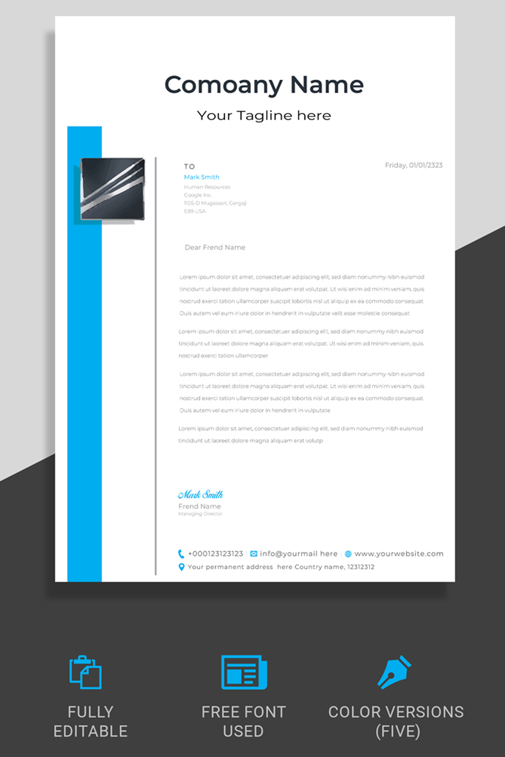 Creative Mordern Letterhead design template pinterest preview image.