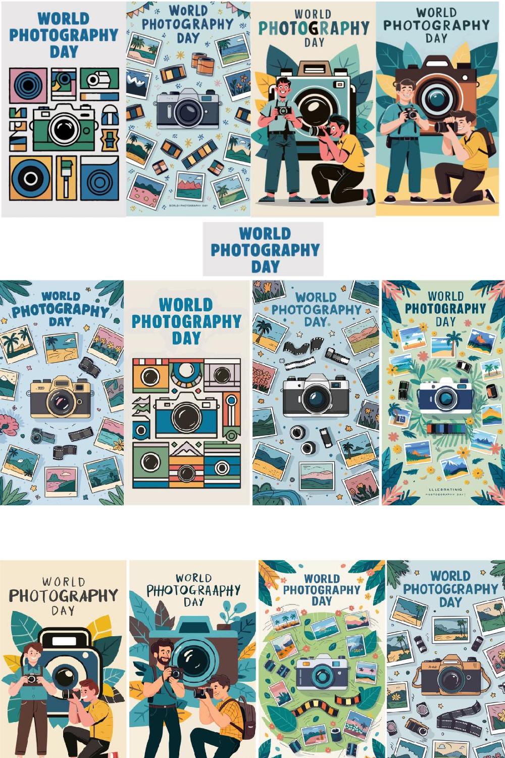 World Photography Day,more than 70 Unique Illustrations pinterest preview image.