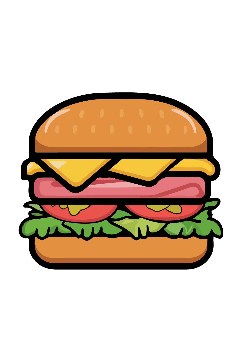 Burger icon flat colour pinterest preview image.