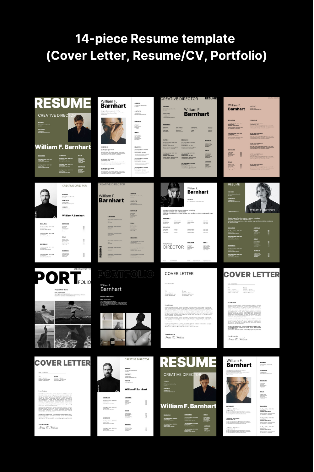 professional Resume, Cover Letter, And Portfolio Template pinterest preview image.