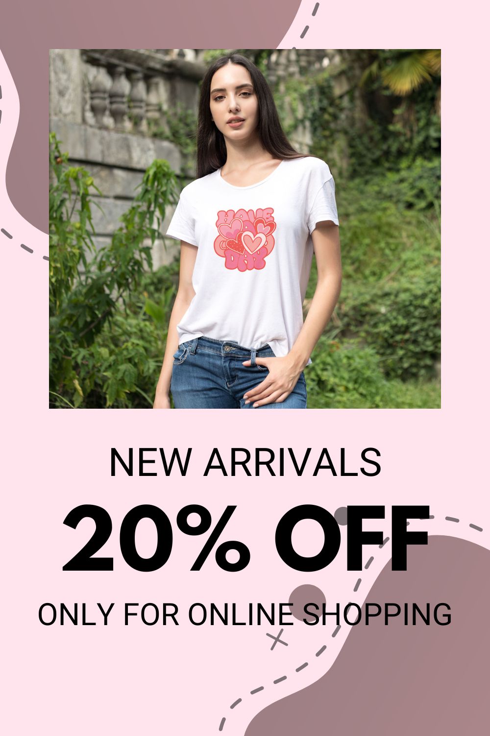 Awesome Eye-Catchy Modern heart and love T-shirt Design pinterest preview image.