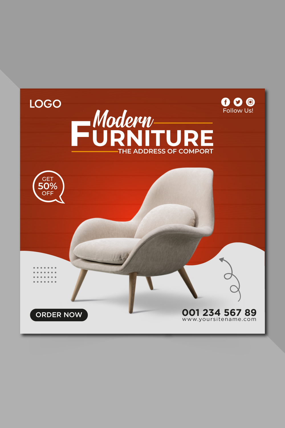 Furniture Sale Social Media Posts or Instagram Banners Template pinterest preview image.