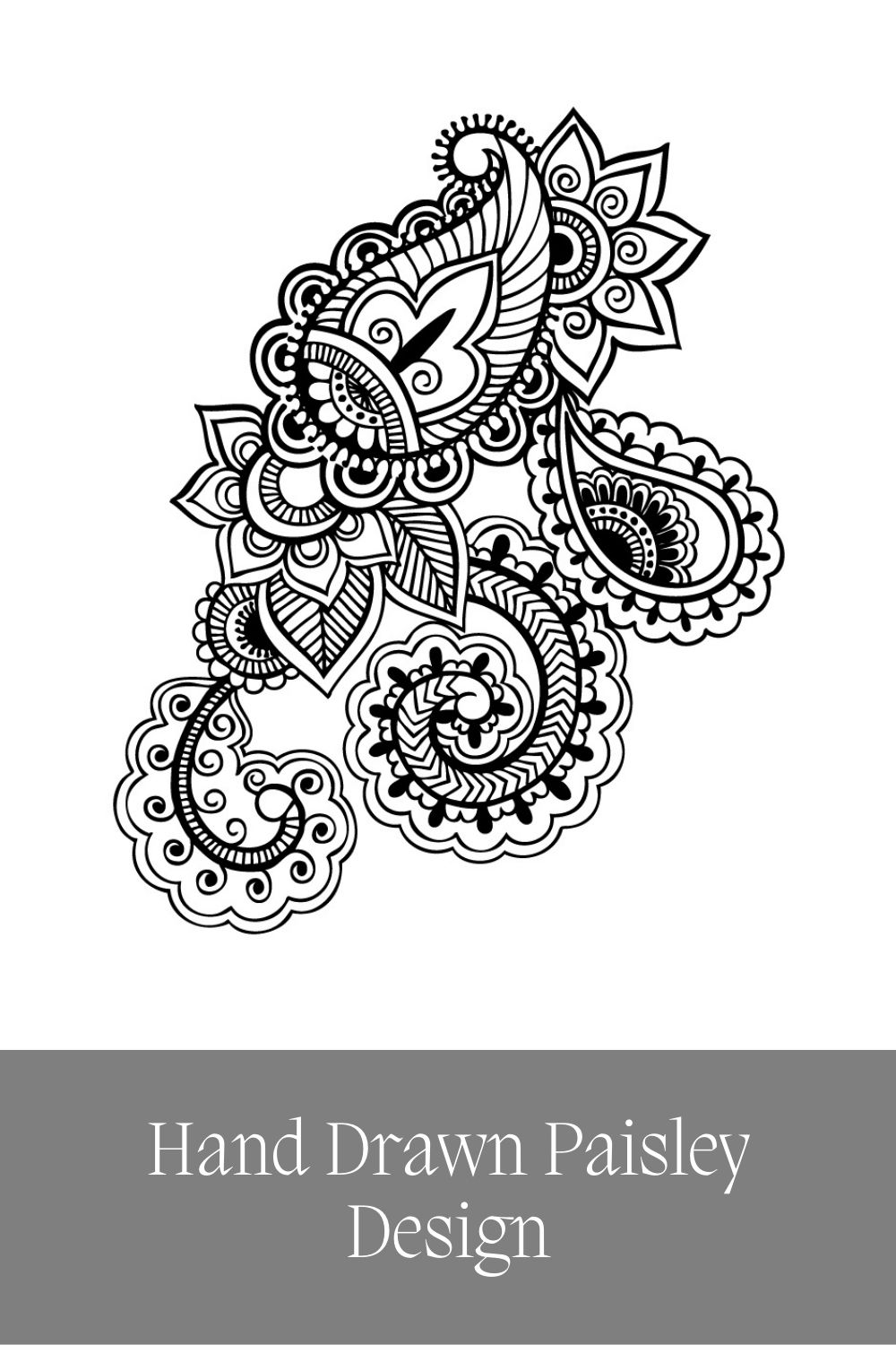 Hand Drawn Paisley Vector Design pinterest preview image.