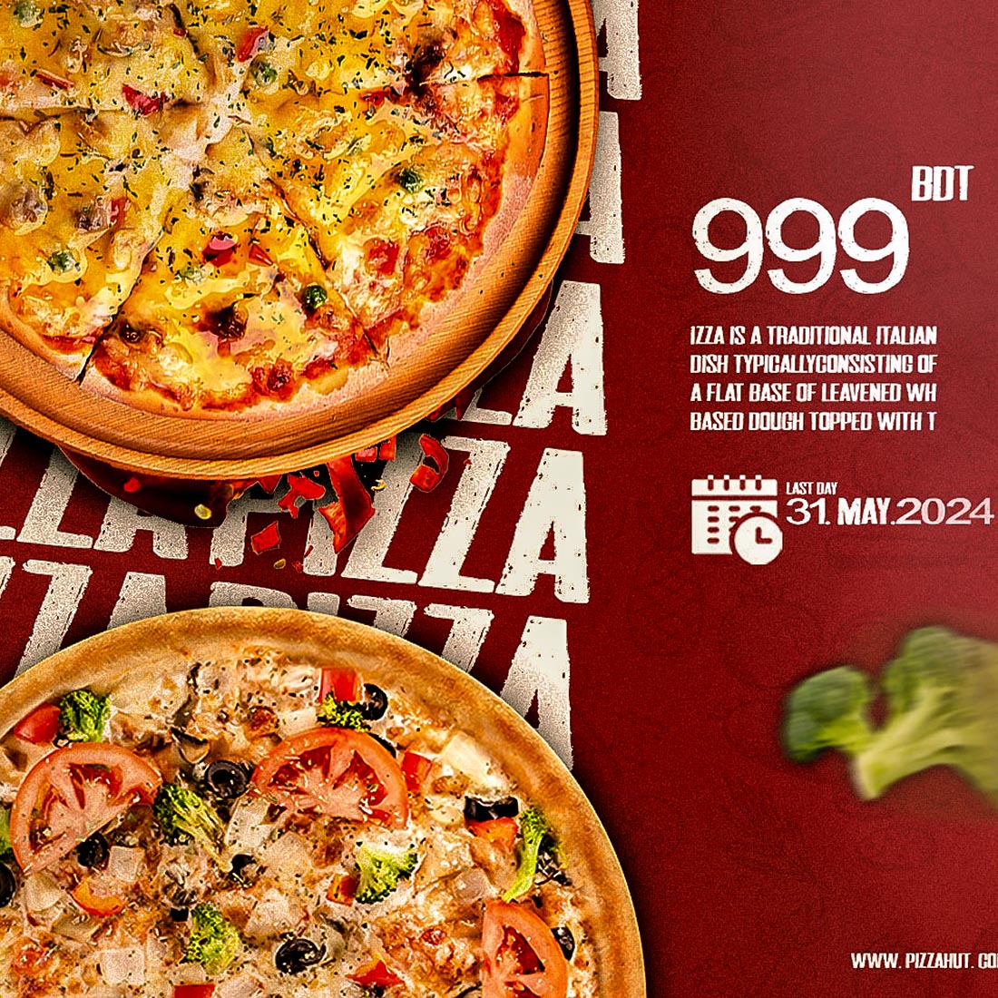 Social media PIZZA desing template preview image.