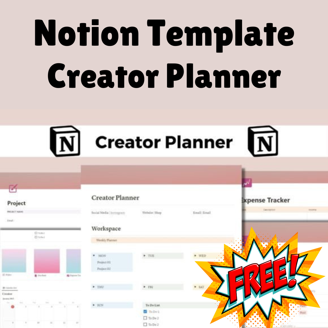 Creator Planner NOTION TEMPLATE cover image.