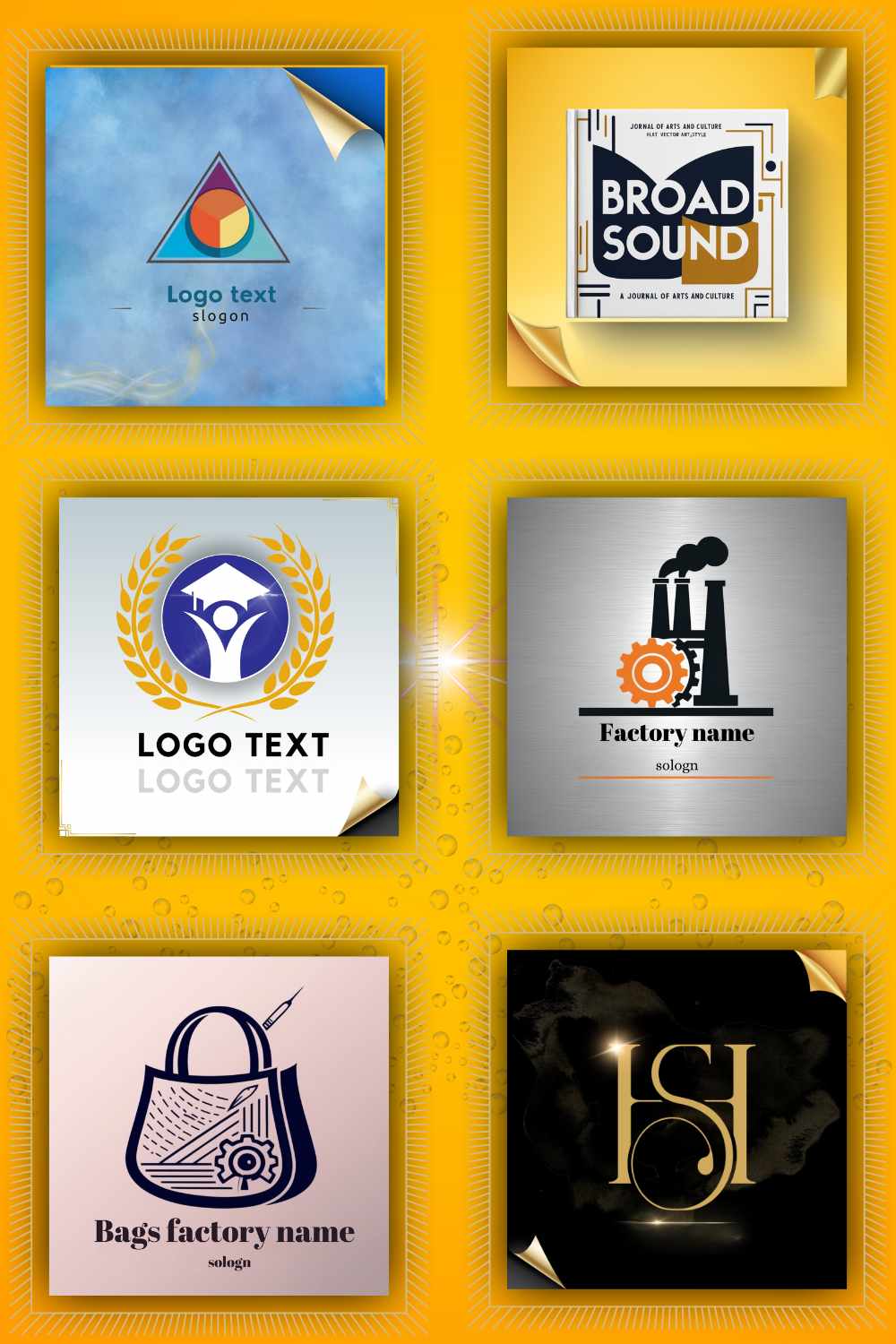 Elevate Your Brand Unique Premium Logos Bundle pinterest preview image.