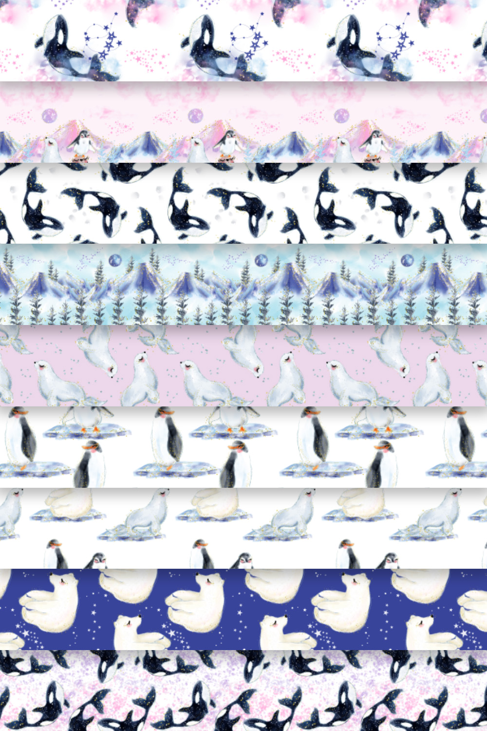 Artic Animal Seamless Pattern pinterest preview image.