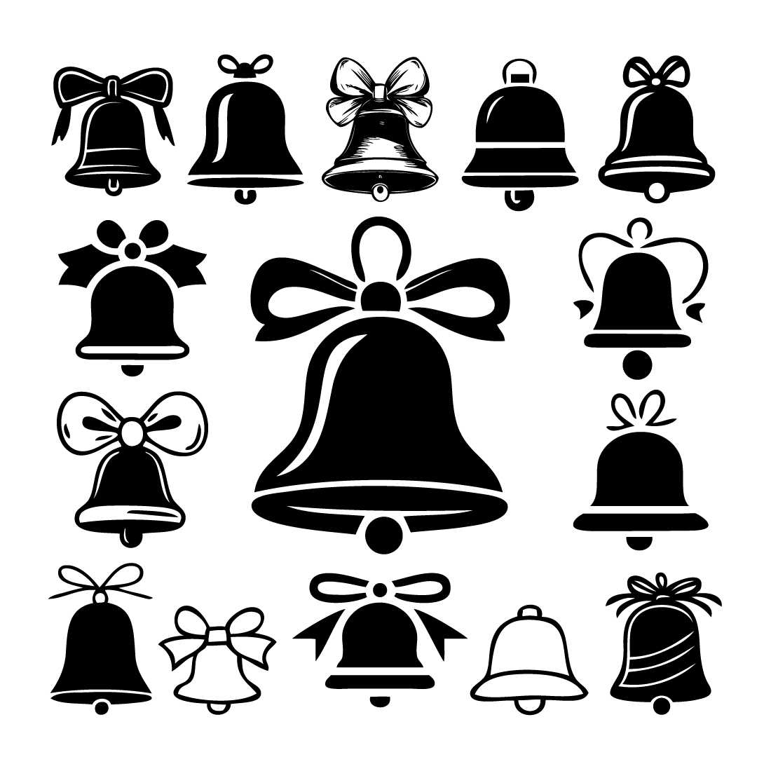 Bell Silhouette Designs for Christmas Decoration preview image.