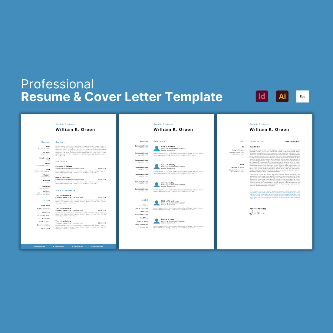 FREE - Resume Template & Cover Letter preview image.