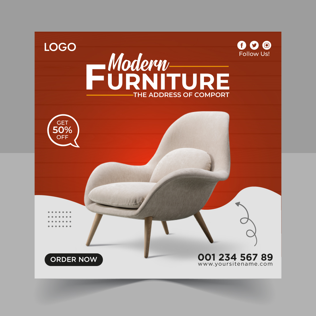 Furniture Sale Social Media Posts or Instagram Banners Template preview image.