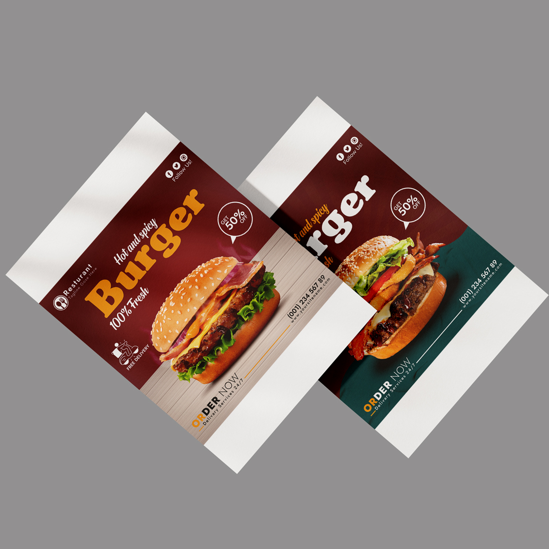 2 Burger Social Media And Instagram post Template cover image.