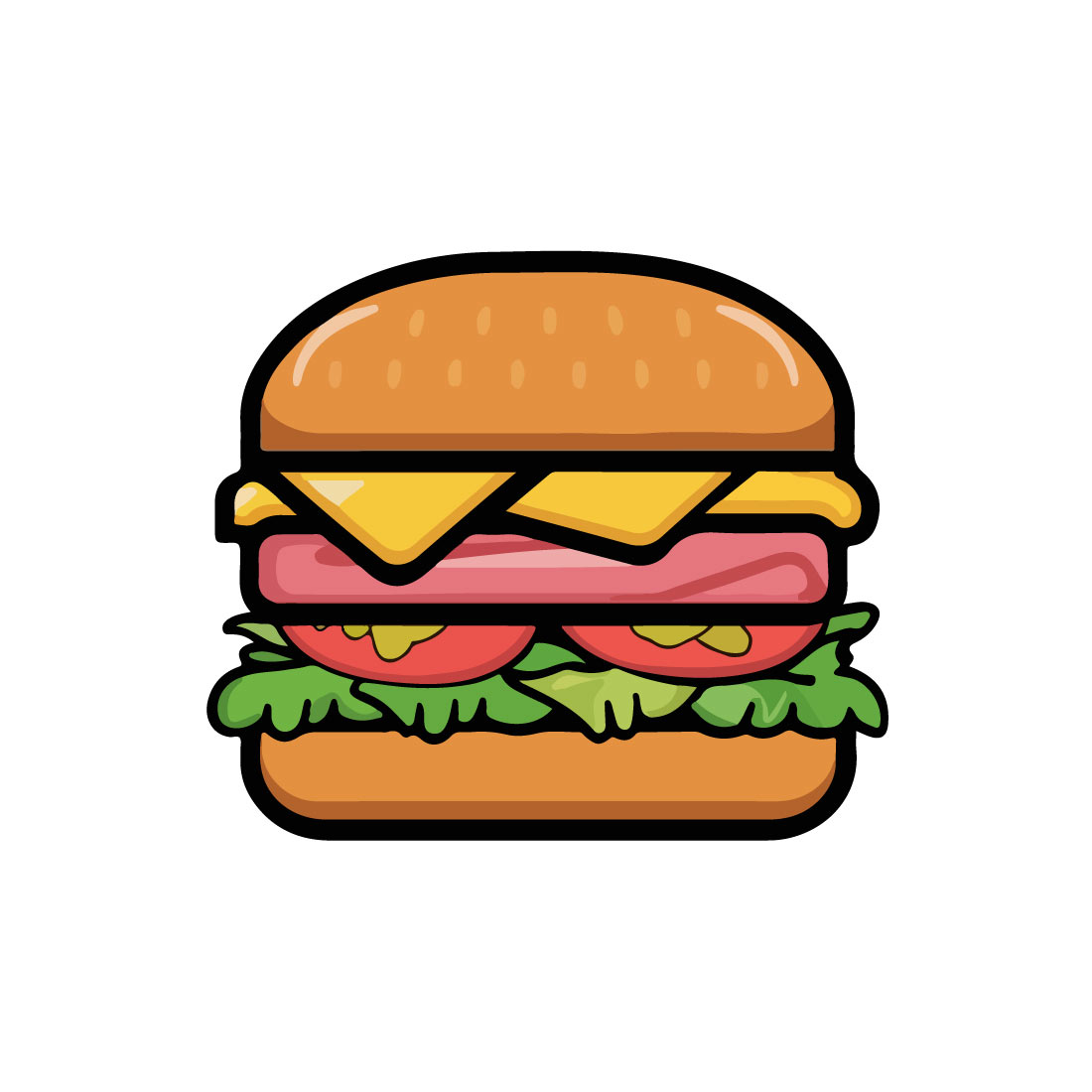 Burger icon flat colour preview image.