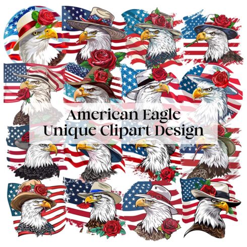 America Eagle with Flag Unique Clipart Design cover image.