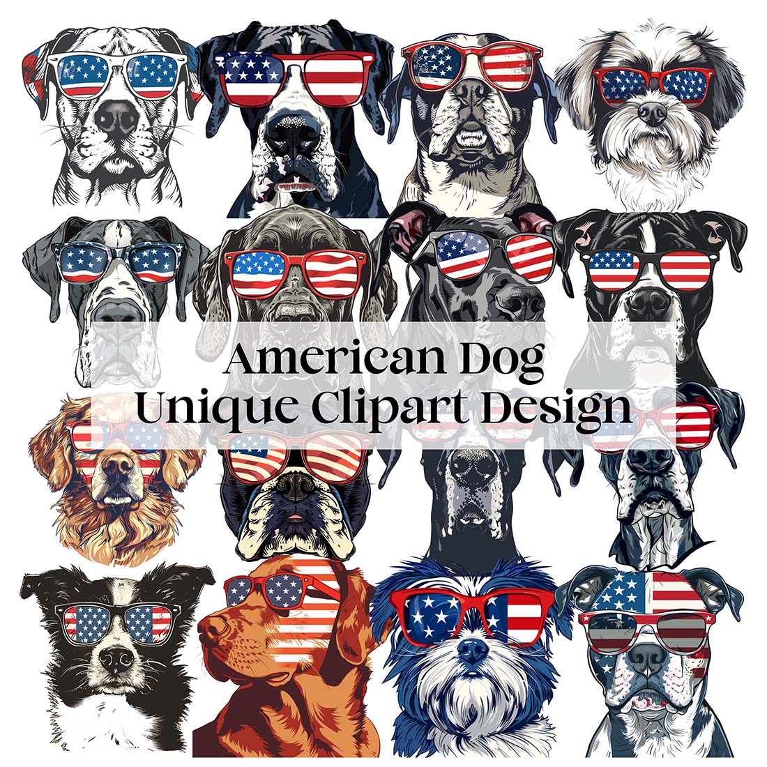 American Dog waring American Sunglasses Unique Design cover image.