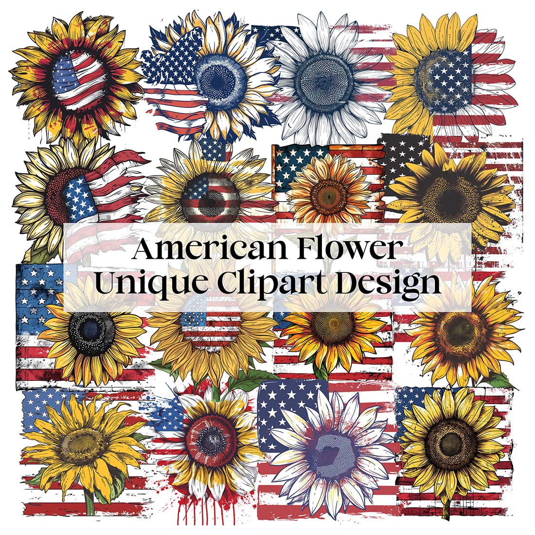 American Flower Unique Clipart Design cover image.