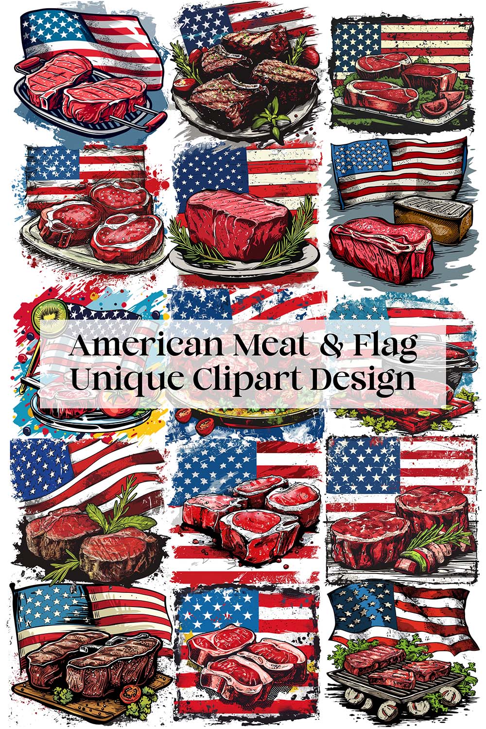 American Meat & Flag Unique Design pinterest preview image.