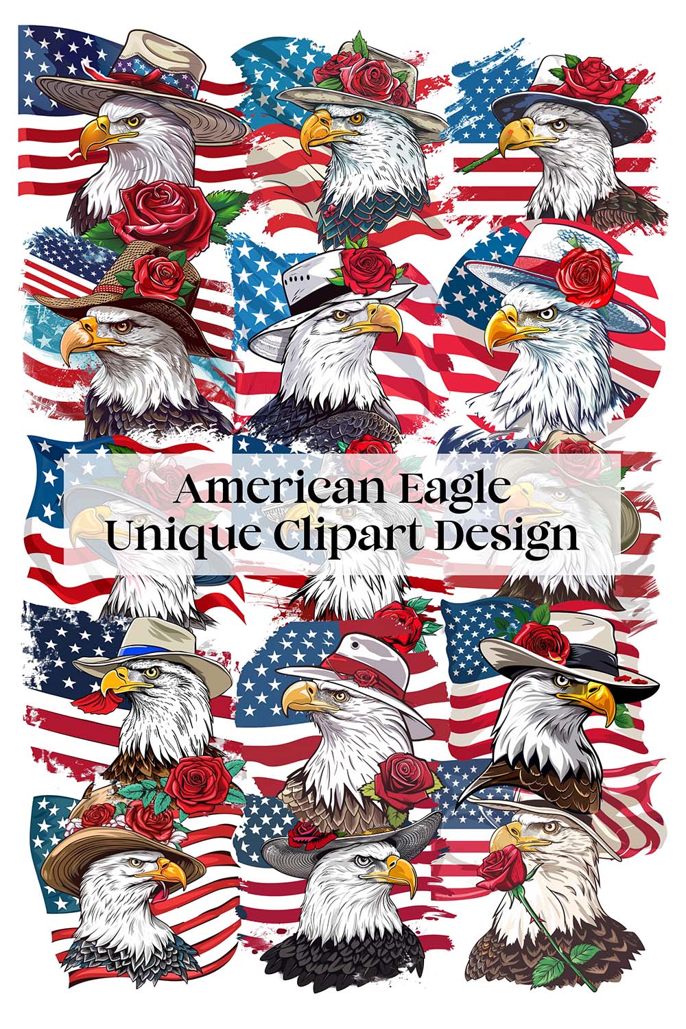 America Eagle with Flag Unique Clipart Design pinterest preview image.