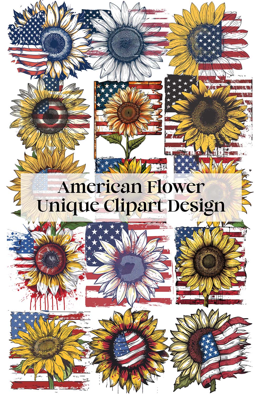 American Flower Unique Clipart Design pinterest preview image.
