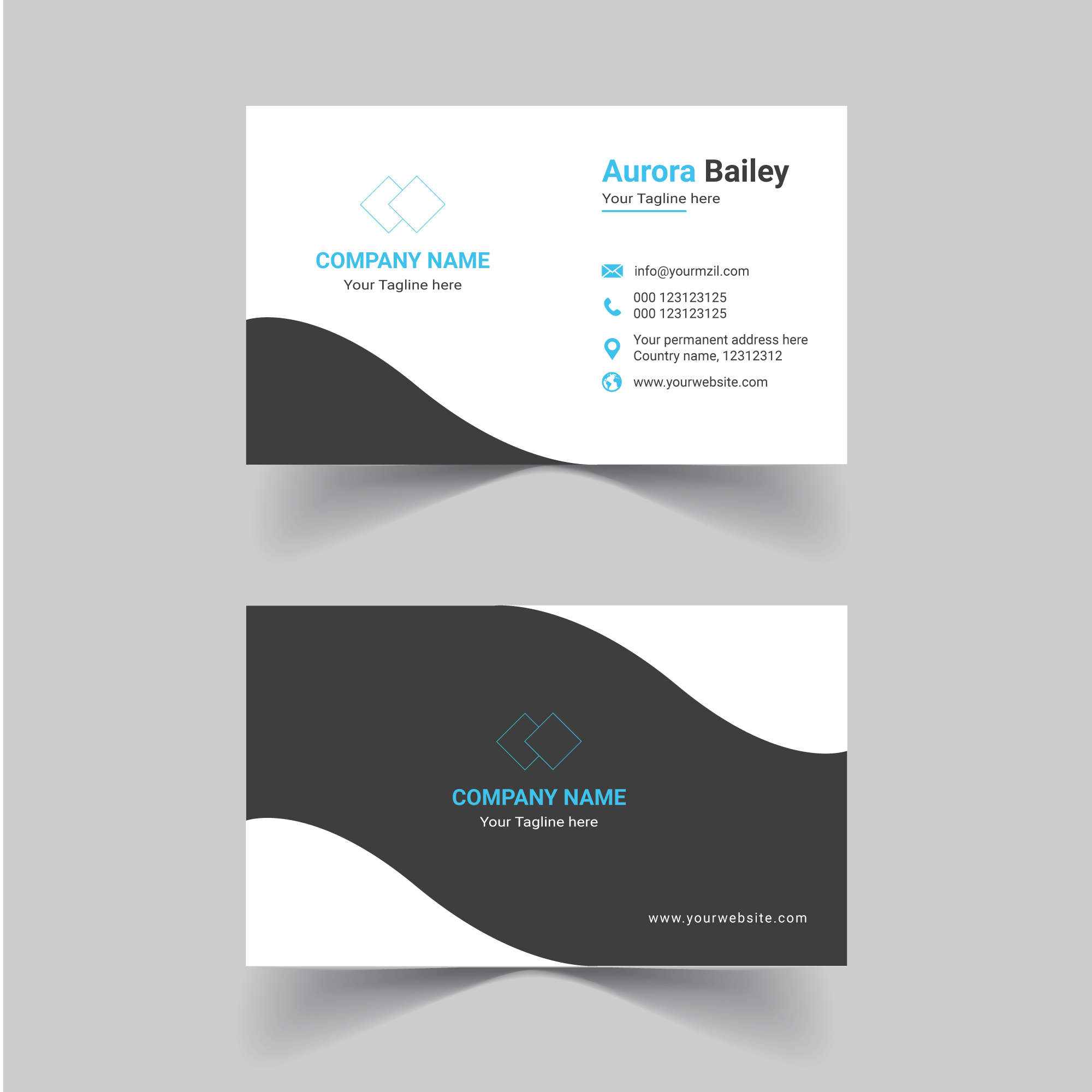 2 side business card template cover image.