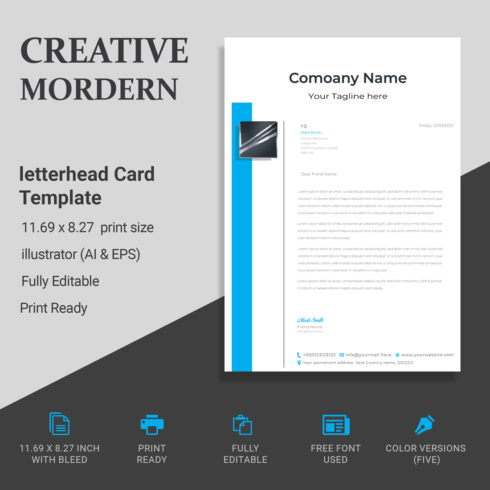 Creative Mordern Letterhead design template cover image.