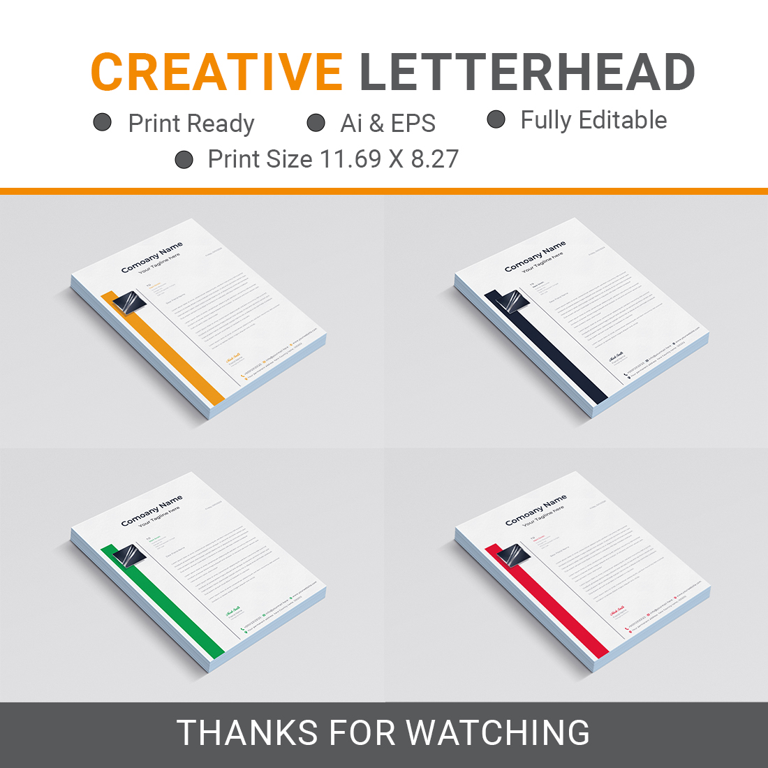 Creative Mordern Letterhead design template preview image.