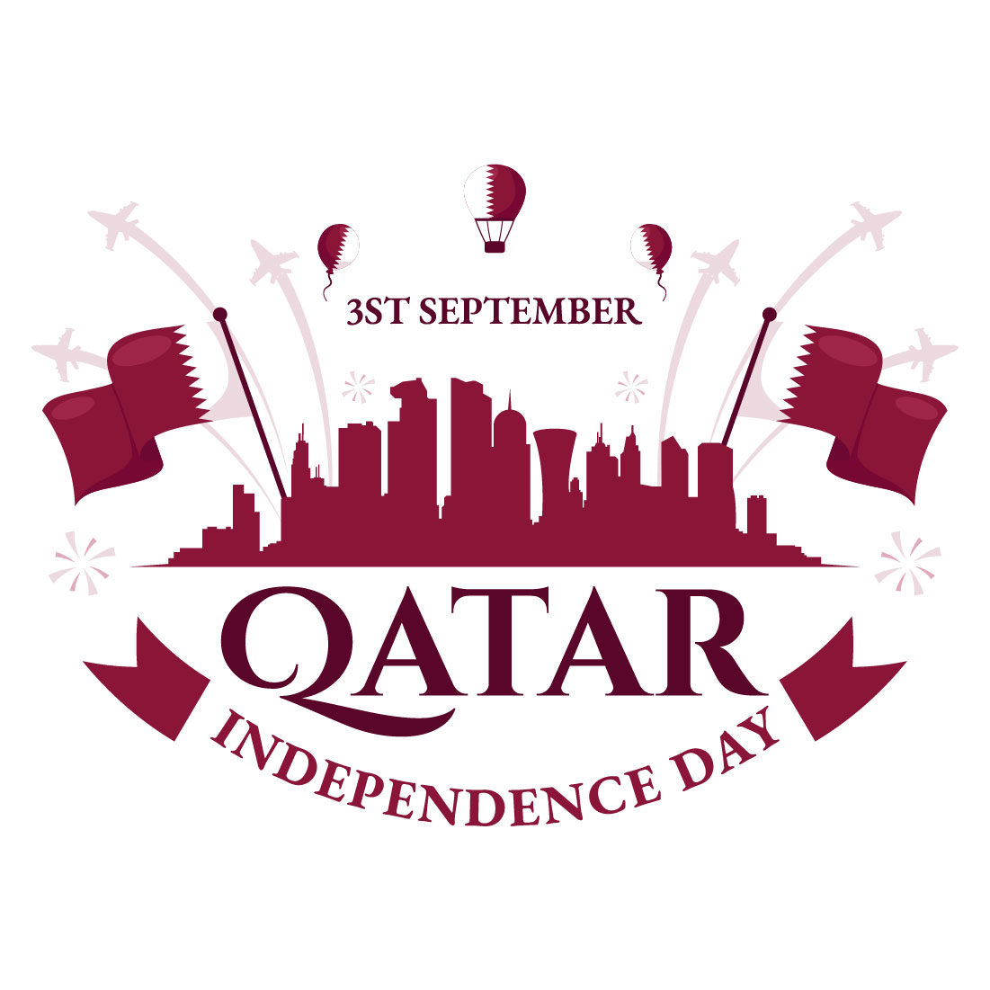 12 Qatar Independence Day Illustration preview image.