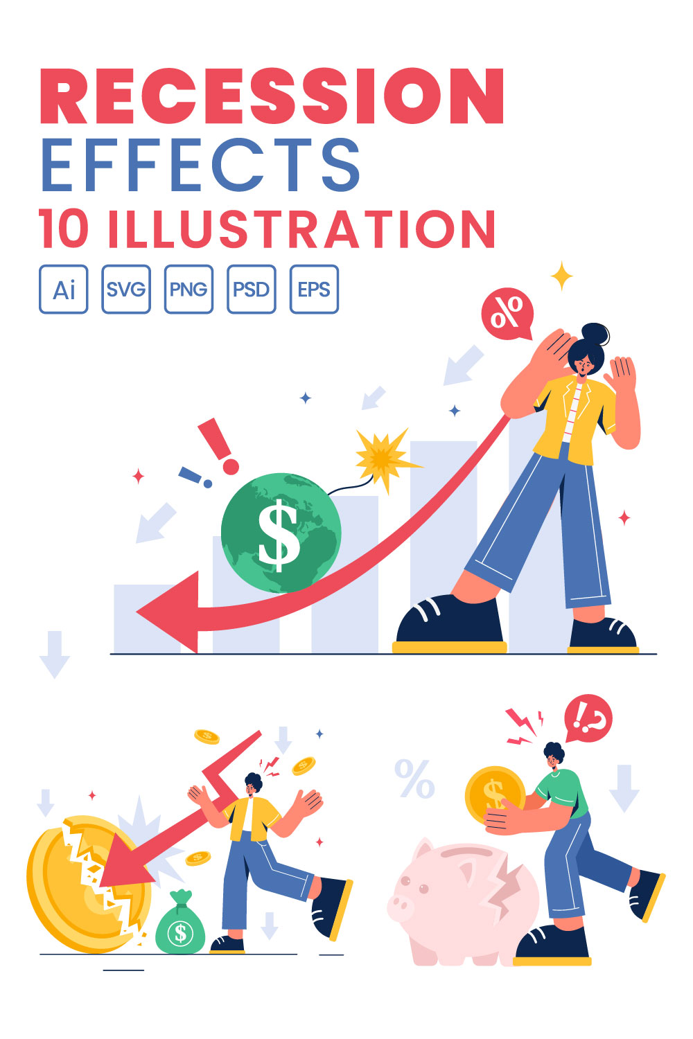 10 Recession Effects Illustration pinterest preview image.