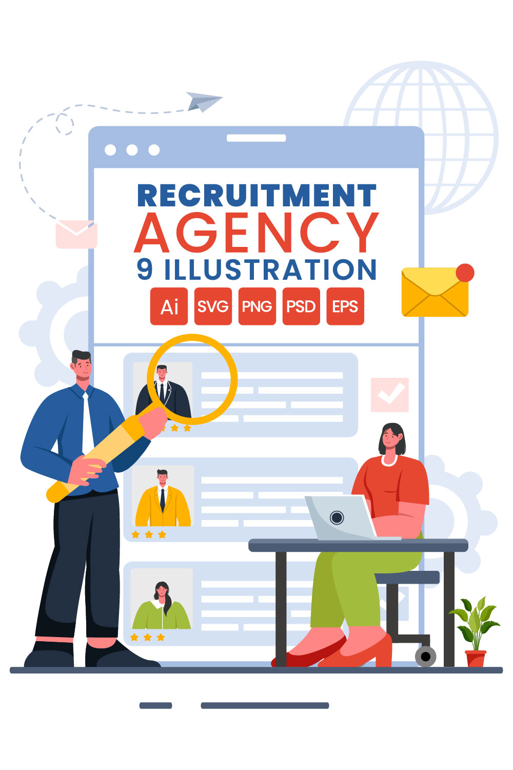 9 Recruitment Agency Illustration pinterest preview image.