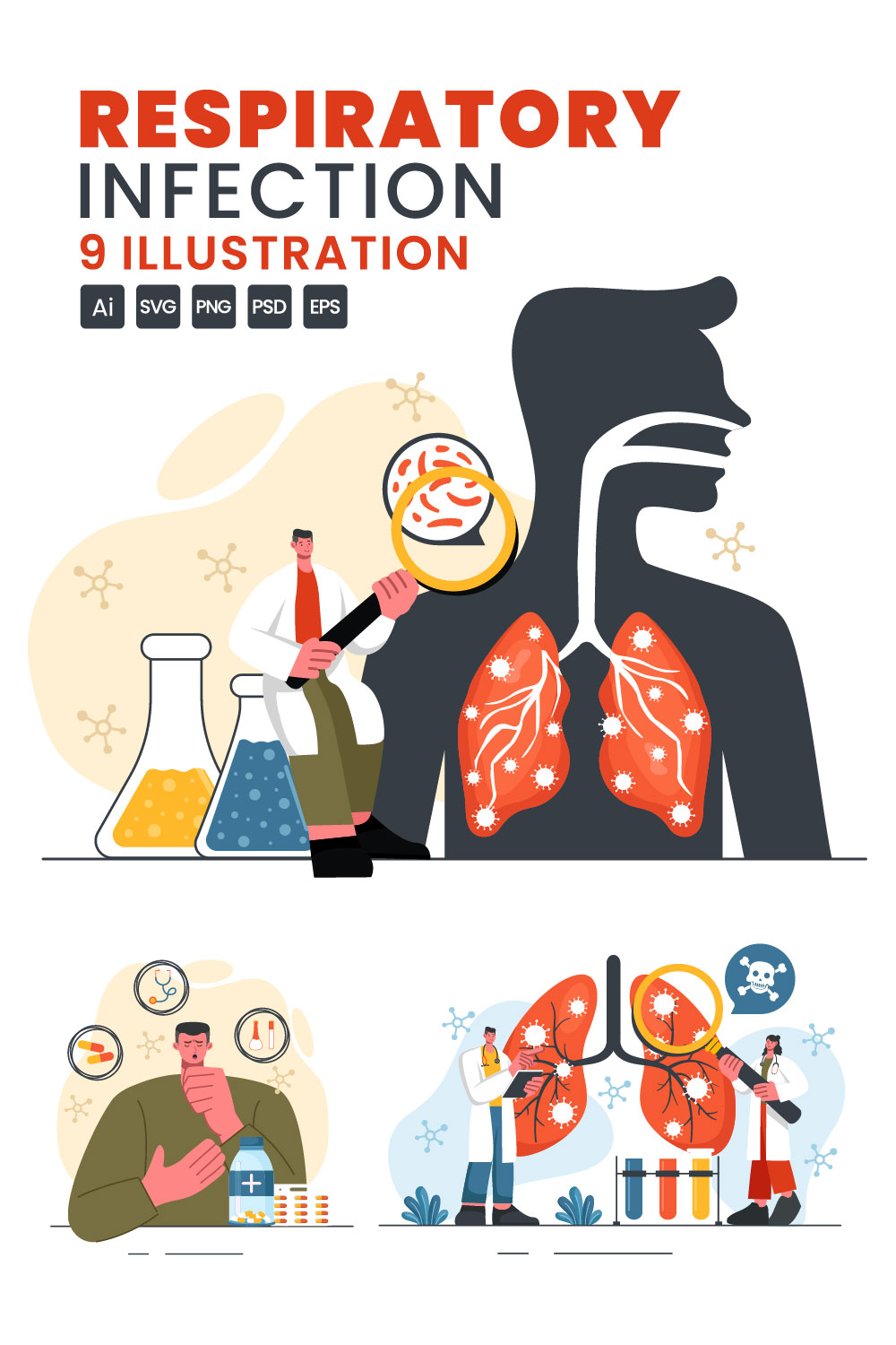 9 Respiratory Infection Illustration pinterest preview image.