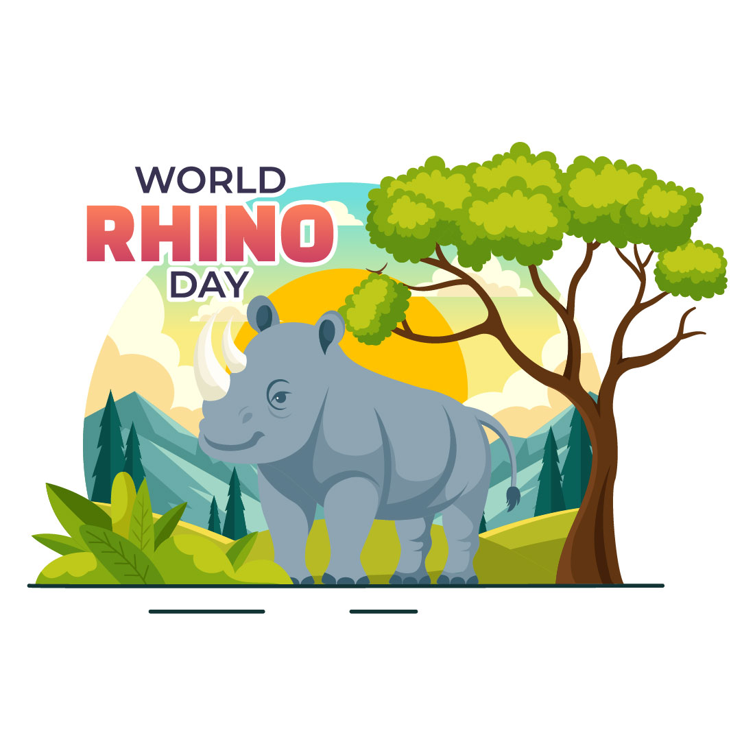 9 World Rhino Day Illustration preview image.
