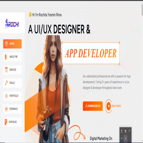 Rochi Personal Resume HTML Template cover image.