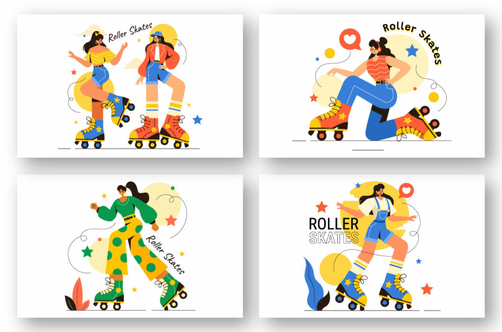 Illustration Raler 10 Riding Roller Skates Illustration - MasterBundles
