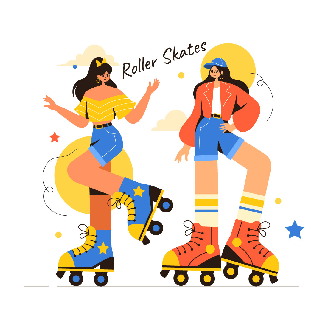 10 Riding Roller Skates Illustration preview image.