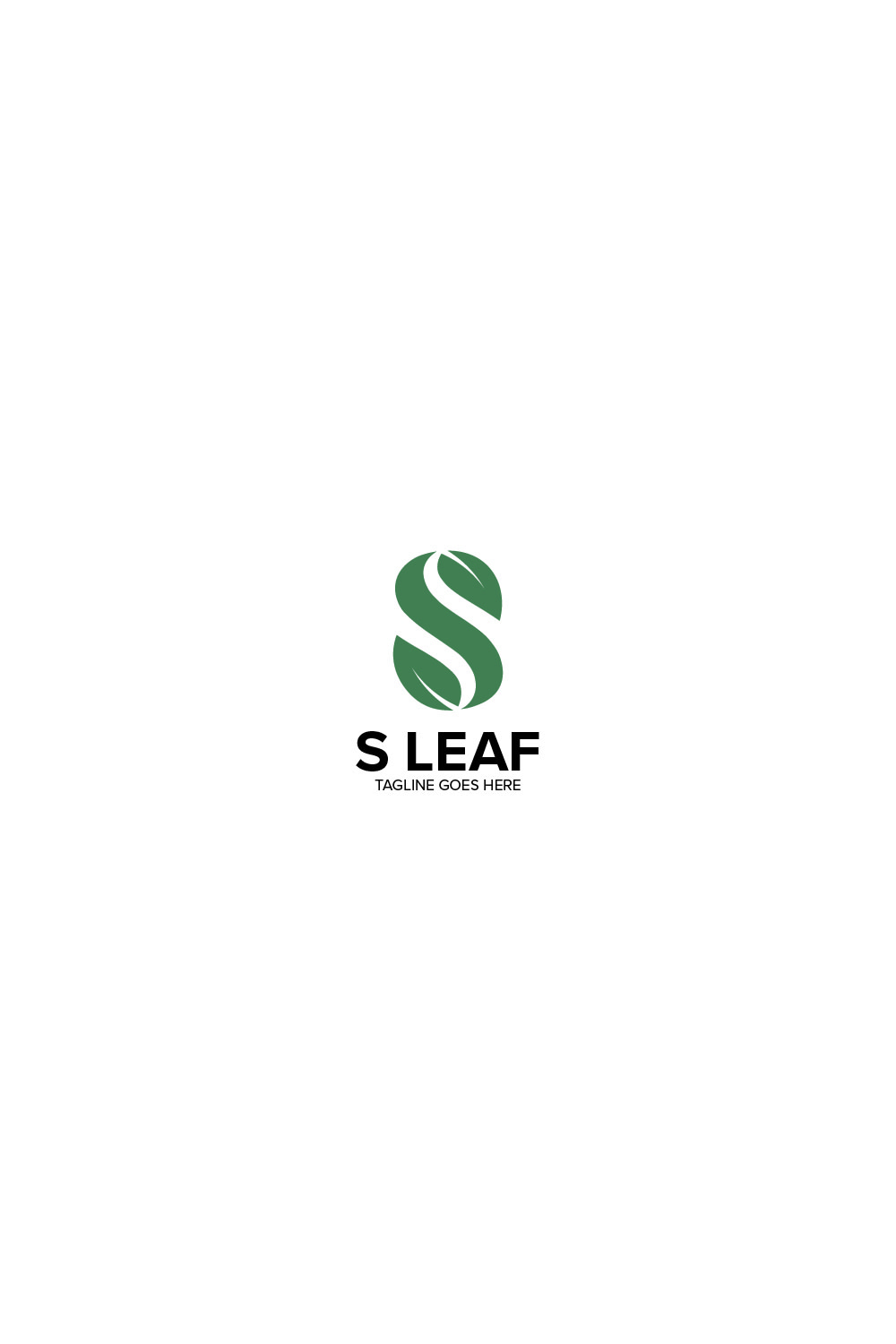 Initial Letter S logo with green leaf design pinterest preview image.