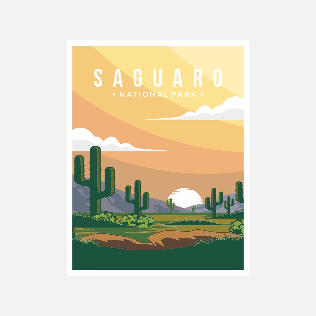 Saguaro National Park poster vector illustration design – Only $8 preview image.