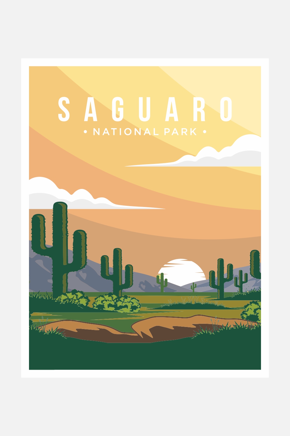 Saguaro National Park poster vector illustration design – Only $8 pinterest preview image.