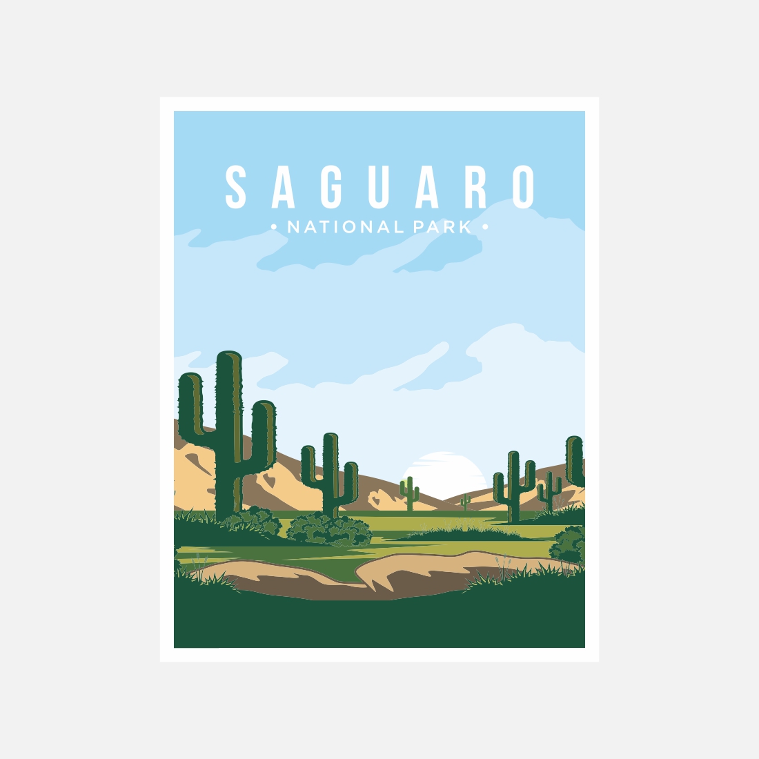 Saguaro National Park poster vector illustration design – Only $8 preview image.