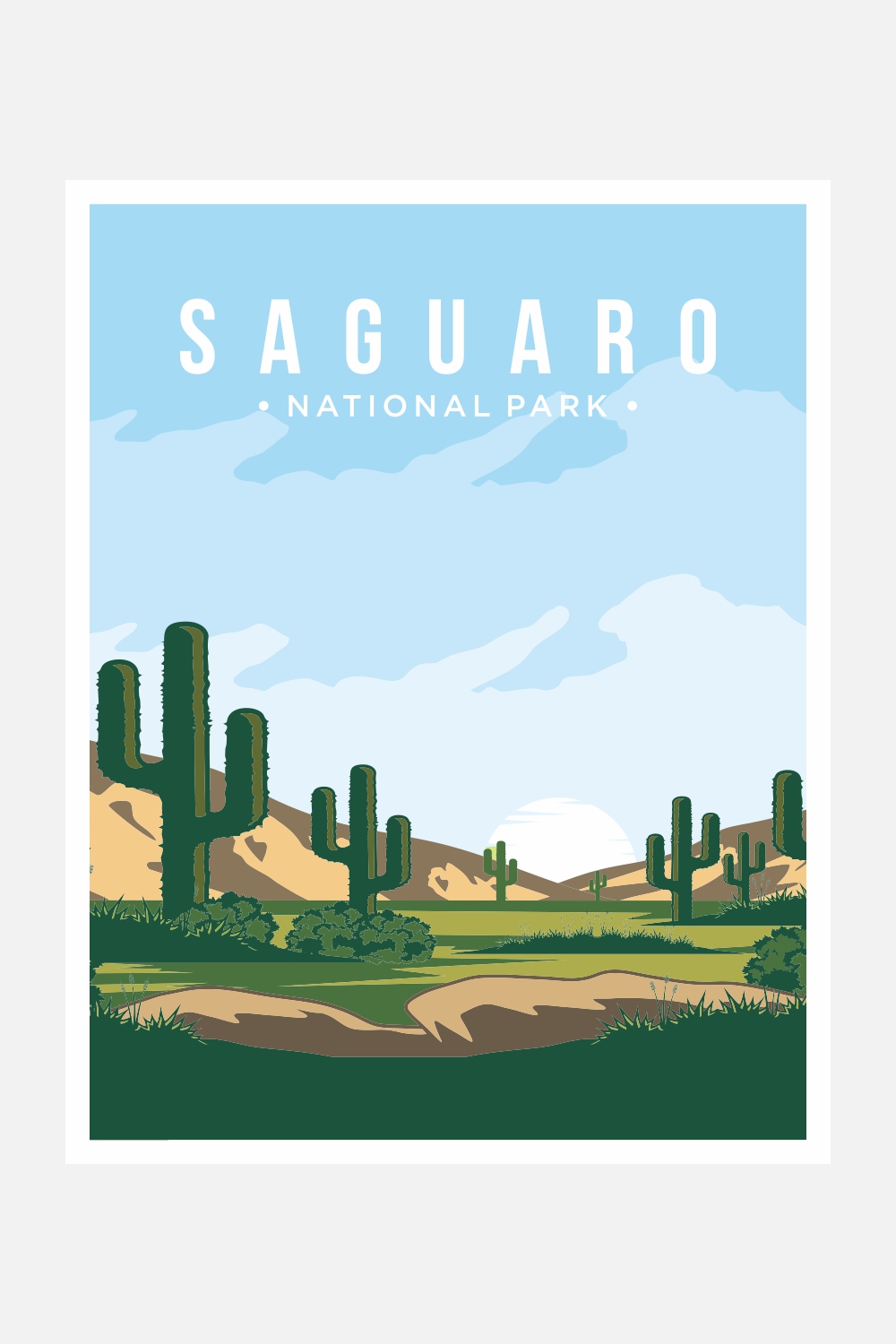 Saguaro National Park poster vector illustration design – Only $8 pinterest preview image.