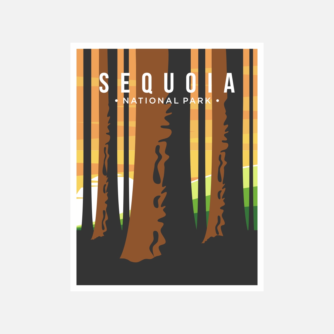 Sequoia National Park poster vector illustration design – Only $8 preview image.