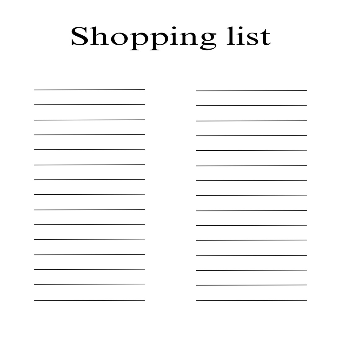 Shopping list preview image.