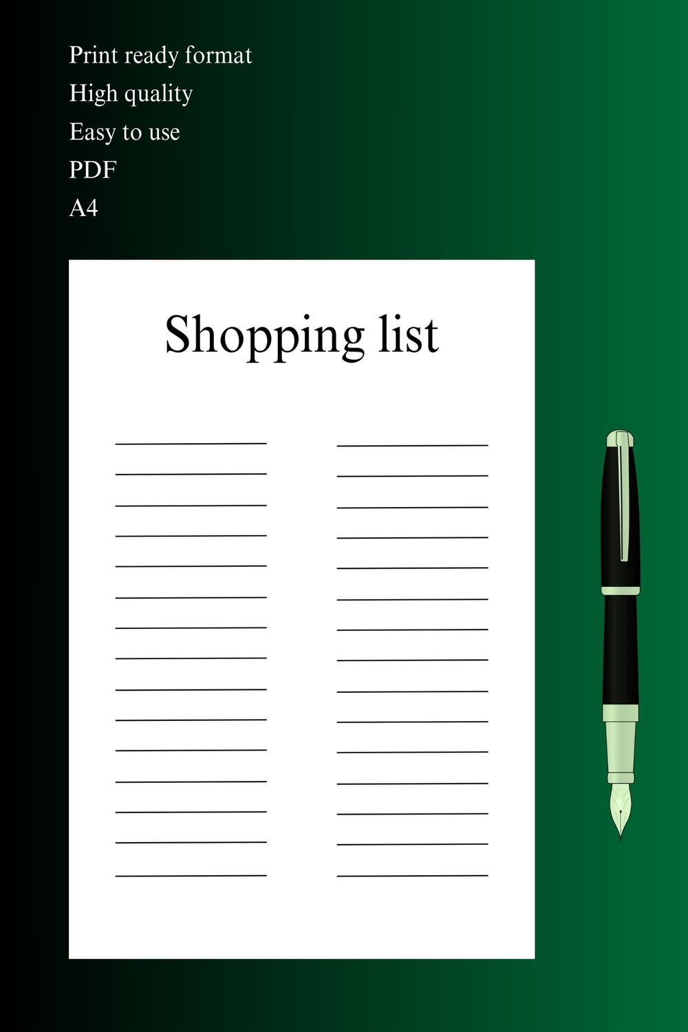 Shopping list pinterest preview image.