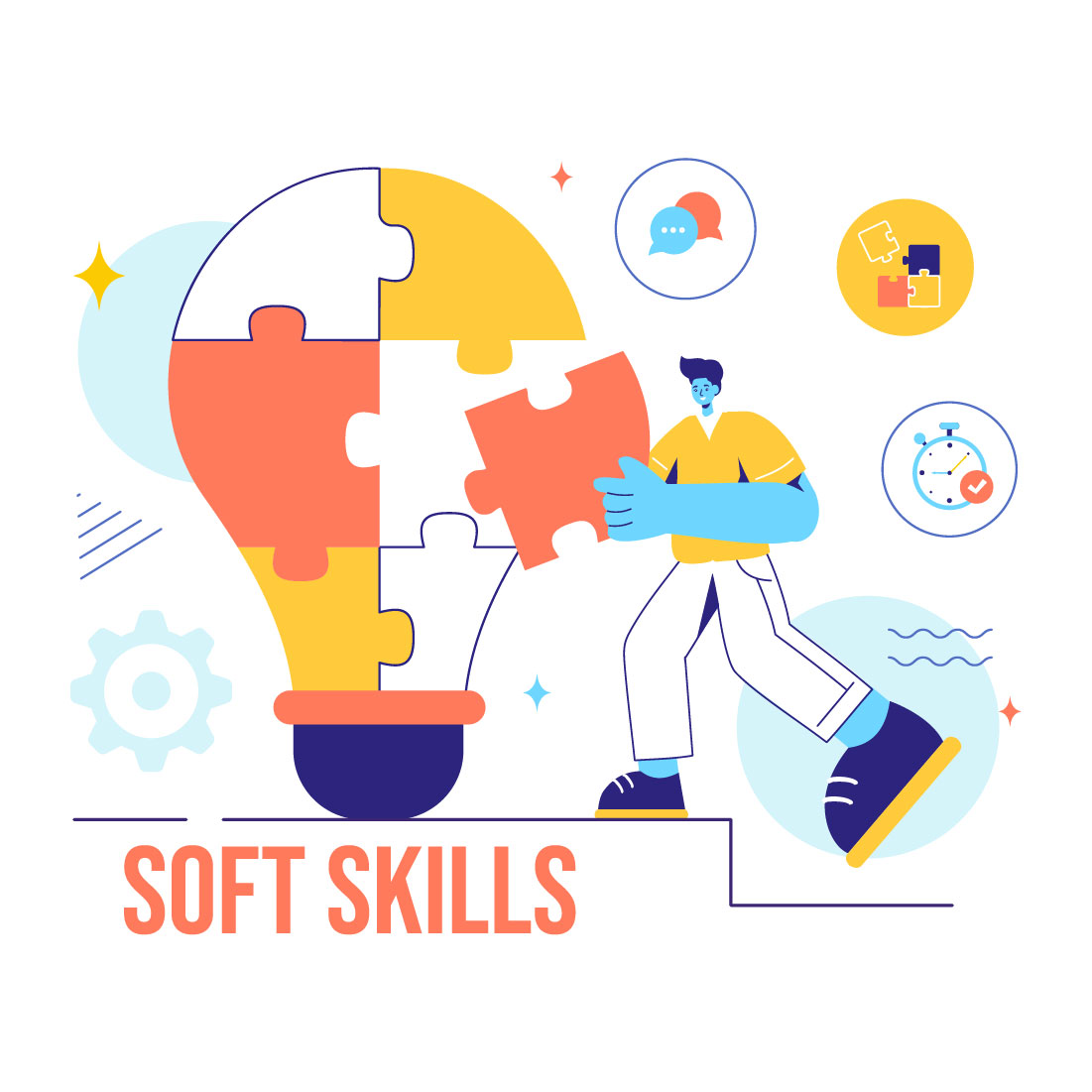 13 Soft Skills Vector Illustration preview image.