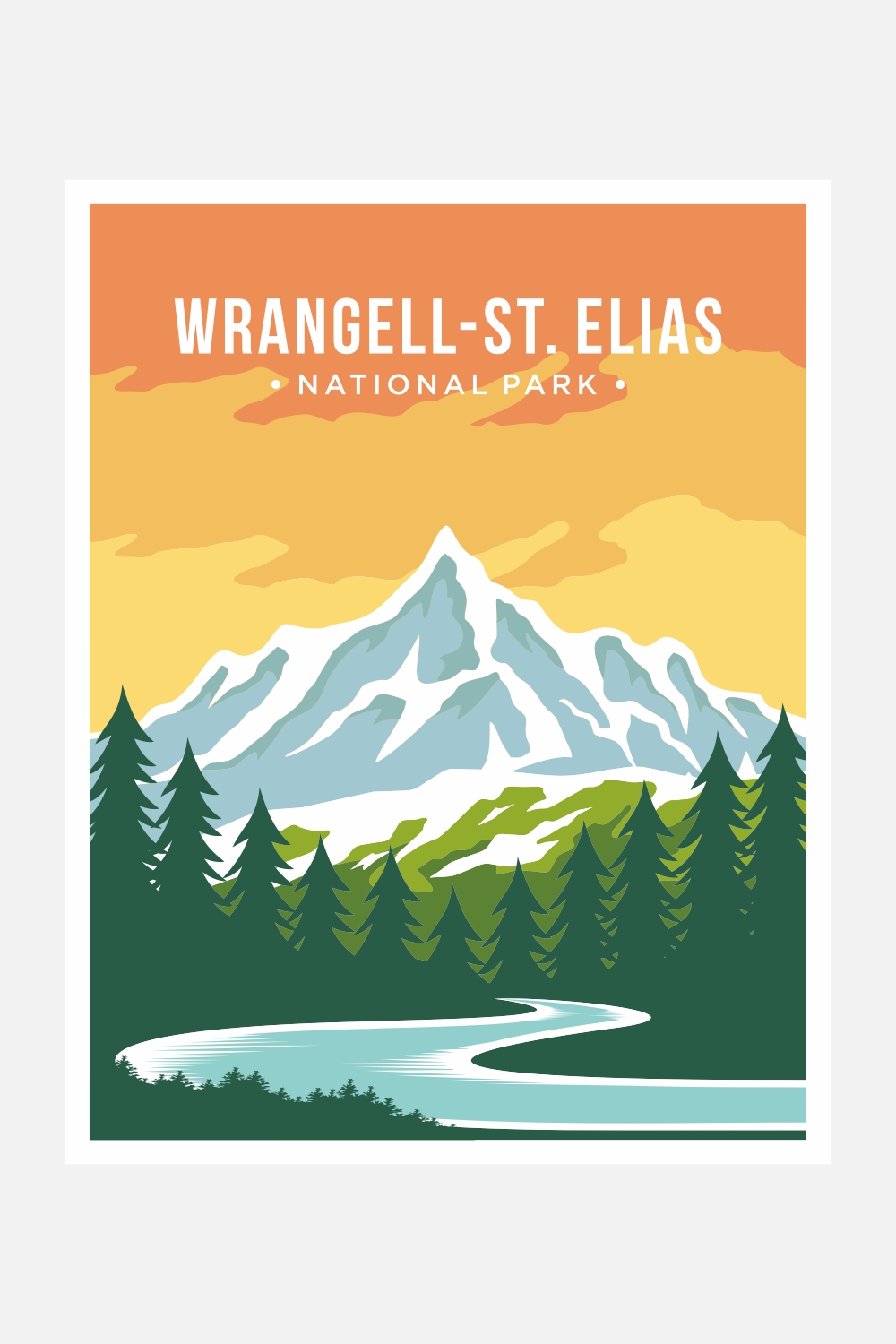 Wrangell–St Elias National Park poster vector illustration design – Only $8 pinterest preview image.