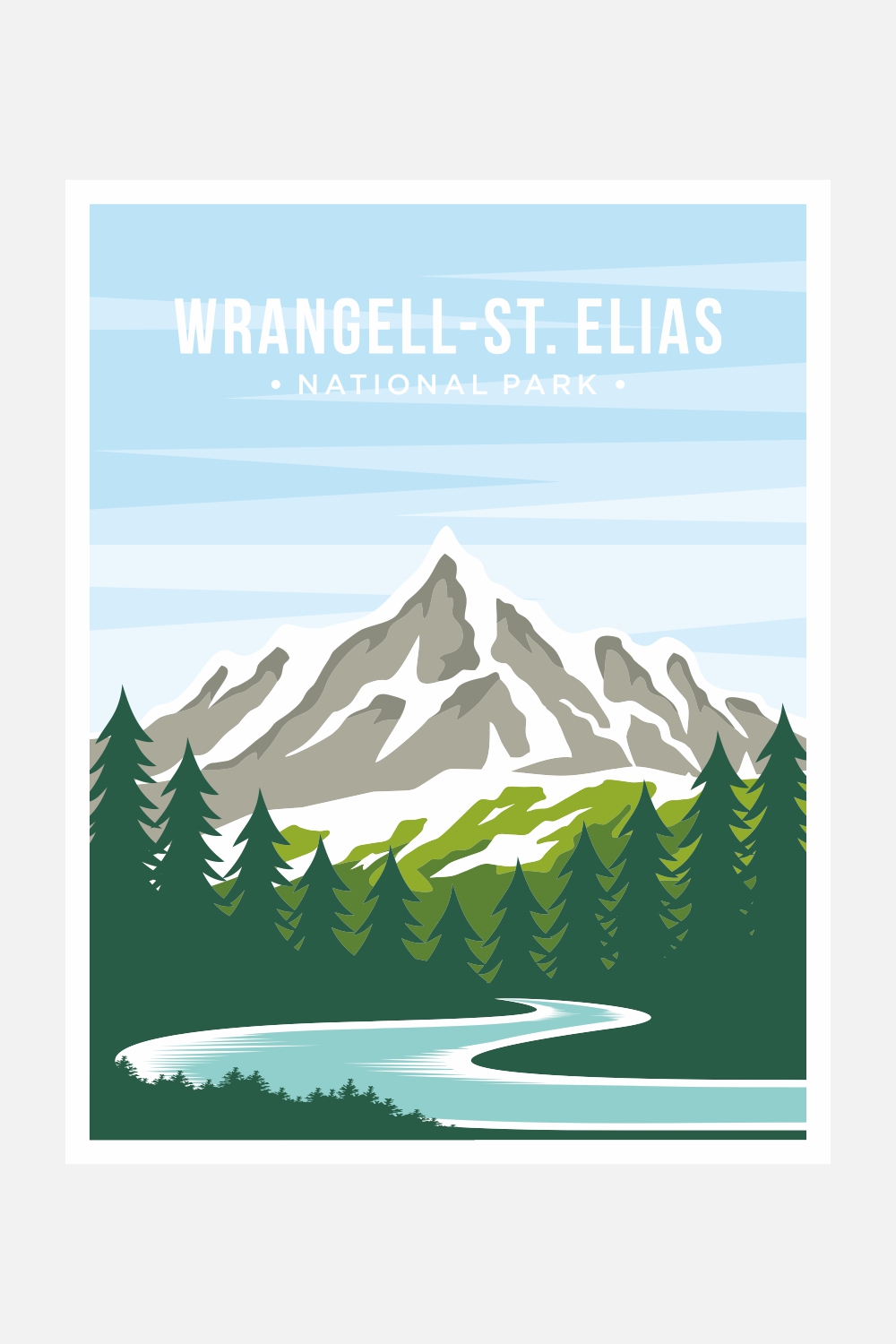 Wrangell–St Elias National Park poster vector illustration design – Only $8 pinterest preview image.