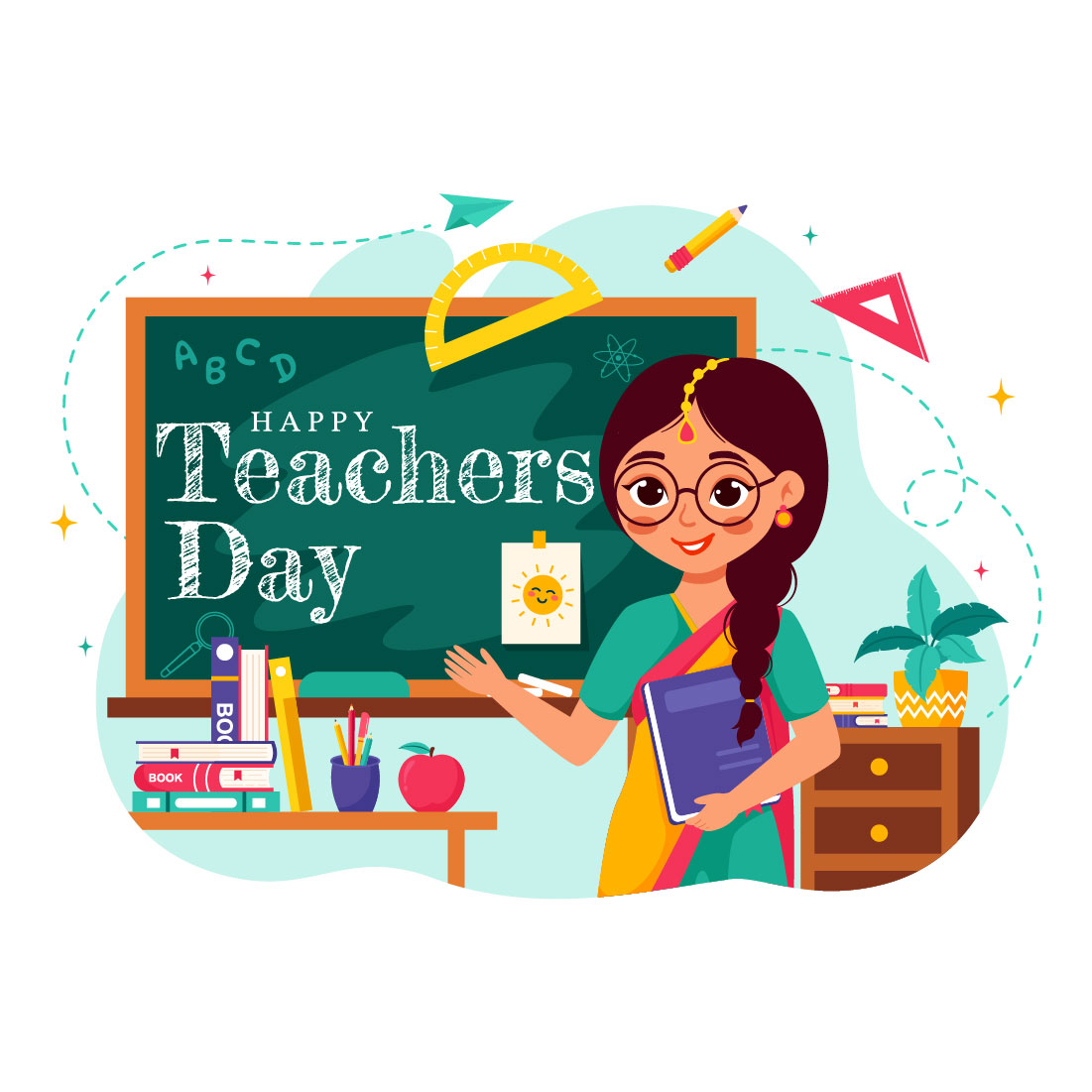 9 Teacher Day in India Illustration preview image.